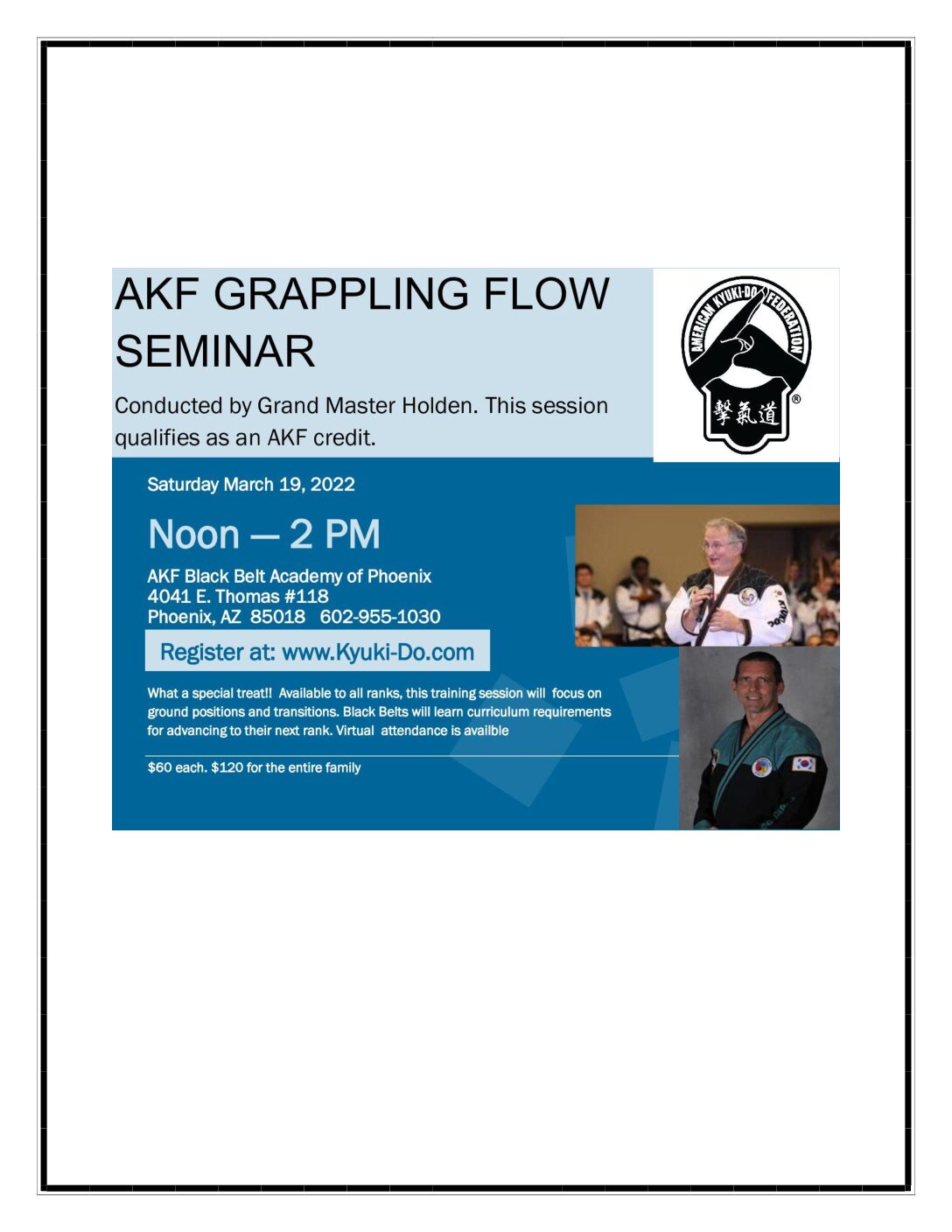 Video Access - Grappling Flow Seminar, March 2022 (With Grandmaster Holden)