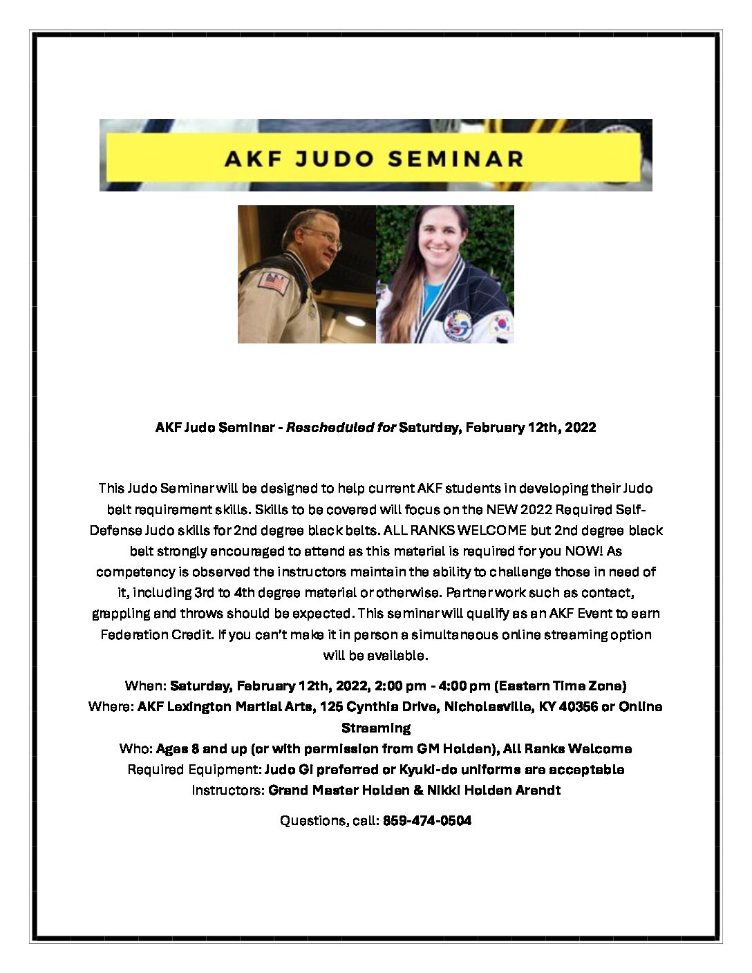 Video Access - Judo Seminar, February 2022 (With Grandmaster Holden)