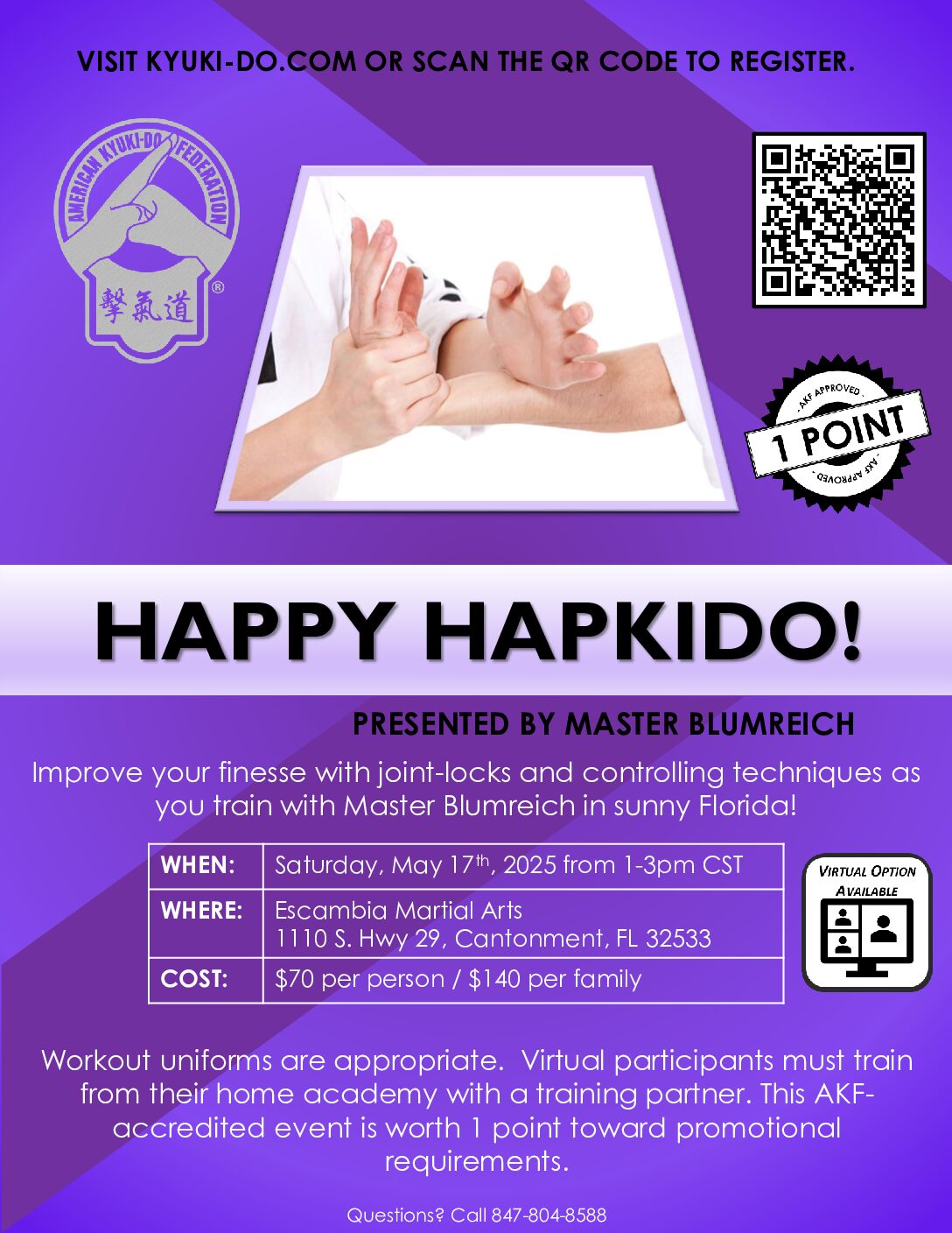 Video Access - Hapkido, May 17, 2025 (With Master Blumreich)