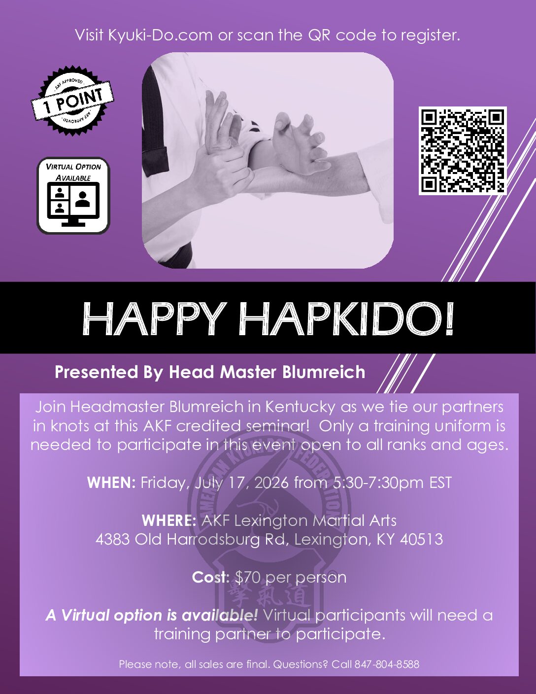 Hapkido with Headmaster Blumreich, July 17, 2026