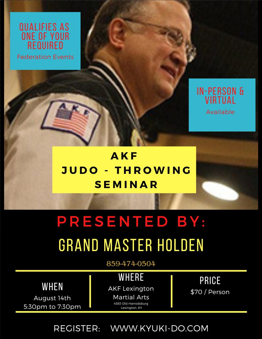 Judo with Grand Master Holden, August 14, 2026