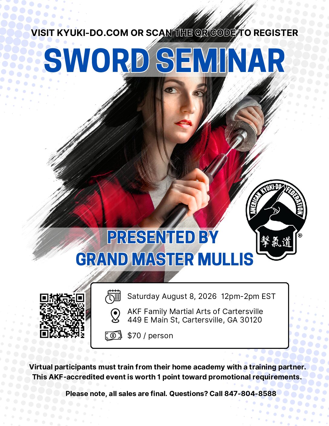 Video Access - Sword Seminar, August 8, 2026 (with Grand Master Mullis)