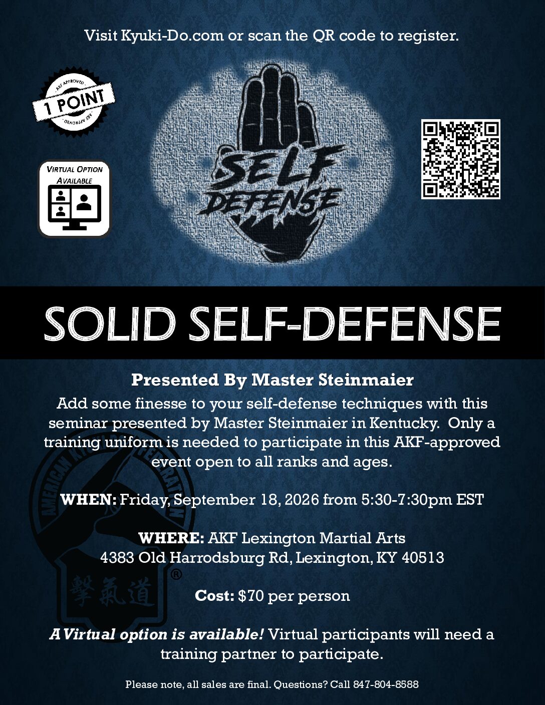 Self-Defense with Master Steinmaier, September 18, 2026