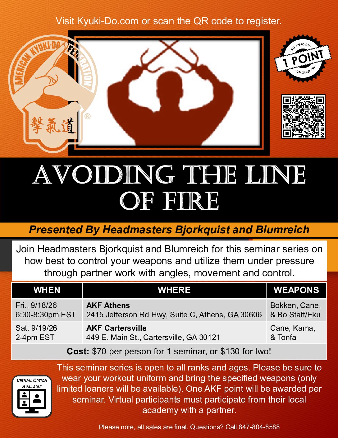 Weapons with Headmasters Bjorkquist & Blumreich, September 18-19, 2026